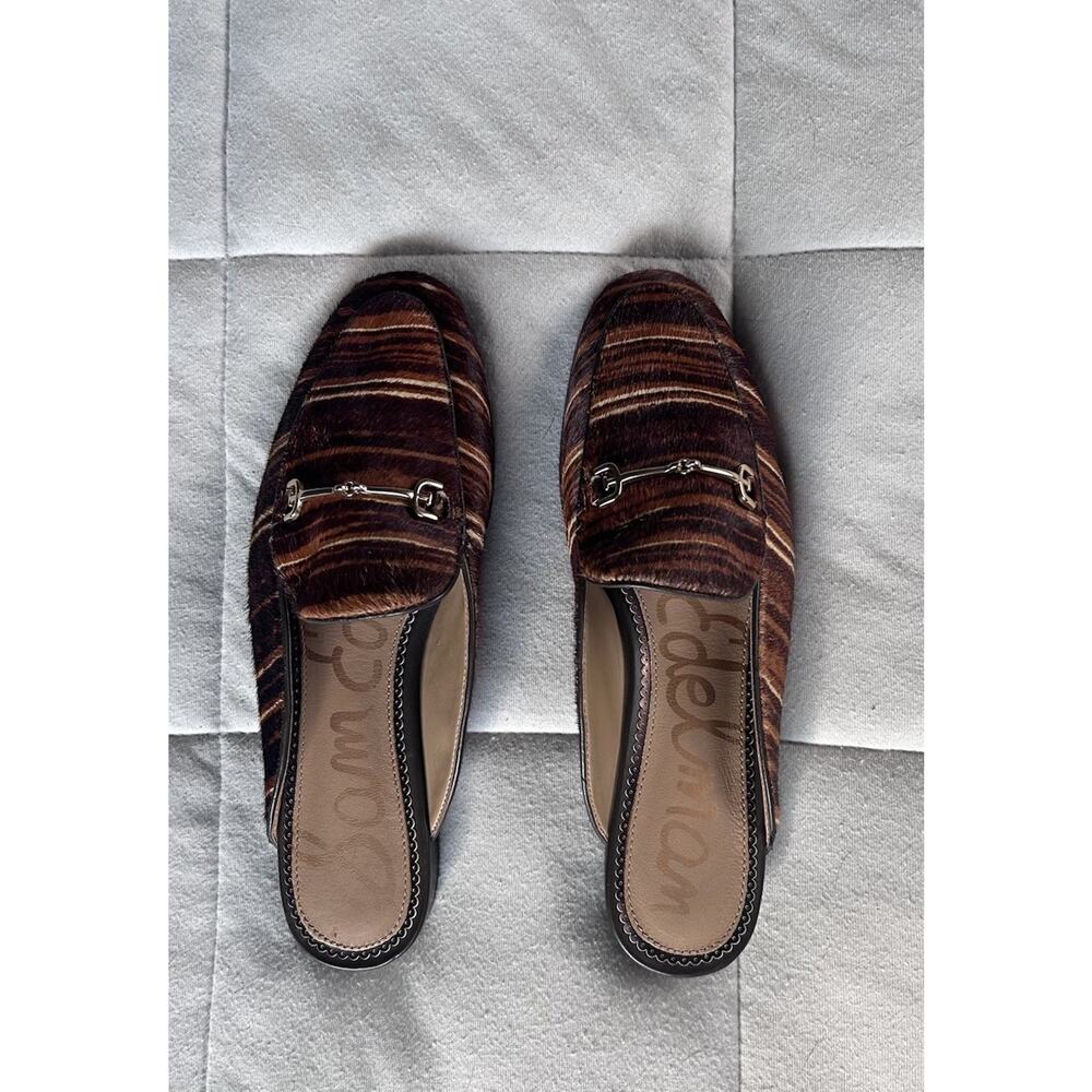 Sam Edelman Animal Print Calf Hair Bit Loafer Mules Brown Black 7 - Picture 2 of 8